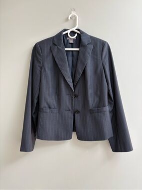 Ann Taylor Navy Pinstripe Two-Button Blazer
